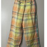 Vineyard Vines Plaid Wide Leg Pants Size 4 NEW Colorful Preppy Linen Blend Beach Photo 4