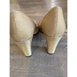 Paloma Italian Gold Fabric Pointed Toe Heels‎ Pumps Size 4B Party Y2K Classic Photo 5
