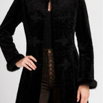 Cuero Faux Lamb Fur Coat w Real Rabbit Fur Trim Steampunk Victorian Photo 0