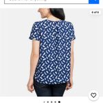 Hilary Radley  Blue & White V-Neck Blouse | Women’s Size Medium Photo 2