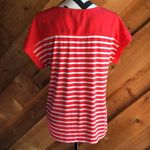 Christian Siriano Orange White Stripe Short Sleeve Shirt Large Photo 3