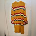 Free People  Winding Road Knit Colorful Rainbow Long Flare Cardigan Sweater L Photo 3