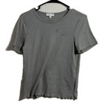 Indigo Bloom Light Gray Short Sleeve Ribbed Fitted Tee Size L Photo 0