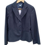 Ann Taylor  Women's Pinstripe Blazer Size 8 Multicolor Petites Workwear Tailored Photo 0