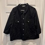 GOLD HAWK Ruffle Back Button Down Shirt Jacket Black Cotton Poplin Size Large Photo 0