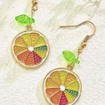 Colorful Citrus Slice Earrings Red Photo 2