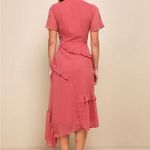 Lulu's Pink Asymmetrical Ruffled Wrap Midi Dress Size XS Photo 2