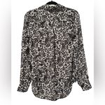 Premise Studio Black White Grey Floral Button Down Long Sleeve Blouse Size 6 Photo 3