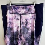Tek Gear NWT  Purple Tie Dye Capri High Rise Workout Cropped Leggings Size 3X Photo 1