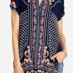 Johnny Was  Blue Moji Short Sleeve Embroidered Tunic Top S Photo 3