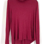 prAna Women's Cowl Neck Stretch High Low Hem Long Sleeve T-Shirt Red Size Large Photo 0