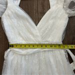 Lulu’s White Romantic Prose Lace Puffed Sleeve Midi Dress S Photo 12