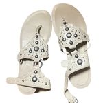 Vera Wang  Women's White Studded Leather Thong Sandals Casual Summer Photo 4