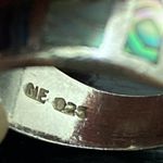 Sterling Silver Vintage NE 925 Signed  Abalone Inlay Ring Band Size 6.5 5.9g Photo 5