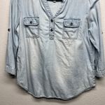 DAL Sun Washed Western Cottagecore Cowgirl Cotton Womens Henley Shirt Size Large Photo 3