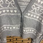 No Boundaries  Gray Bow Print Button Front Cardigan Size Small Photo 2
