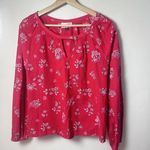 Universal Threads Blouse Womens Long Sleeve Printed Woven Red Floral Top Medium Photo 0