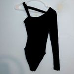 Topshop Women’s Black ribbed one shoulder bodysuit basic everyday going out Photo 2