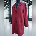 Andrew Marc  Maroon‎ Longline Blazer Coat Gold Button Classic Jacket Size M Photo 3