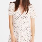 Madewell Cream Strawberry Print Silk Dress Size 4 Photo 0