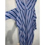 Eloquii Elements Blue Stripe Tie Front Deep V Plunging Neckline Maxi Dress 14/16 Photo 4