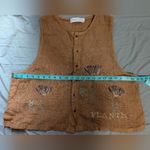 Vintage Bluefish Floral Hand Painted Linen Vest Women's 2 Tan/Brown Brown Photo 6