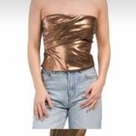 ZARA Bronze Metallic Sold Out Tube Top Sleeveless Blouse Size S NEW Photo 0
