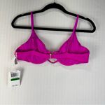 Becca Emory Bright Pink Underwire Bra Bikini Swim Top Beaded Size Large Ribbed Photo 4