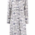 PINKO White Blue Panther Print Long Sleeve Midi Dress Size 8 Photo 7