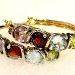 Ross Simons Ross-Simons Vermeil Gold Plated Sterling Silver Multi Gem Stone Hoop Earrings Photo 3