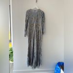 Mac Duggal Gray Beaded Long Sleeve Evening Gown in Platinum Gold 8 Photo 7