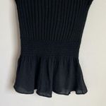 Rebecca Taylor smocked rib peplum pullover black Photo 4