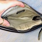 BCBG Max Azria canvas and yellow snakeskin print wristlet Photo 1