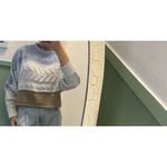 Derek Heart colorblock knit sweater blue cream brown size M Photo 6