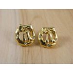Vintage Holiday Wreath Earrings, Gold Wreath Post Earrings, Vintage Christmas Photo 1