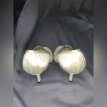 Ivory Satin Peep Toe Bridal Pumps with Rhinestone and Pearl Detail White Size 9 Photo 1