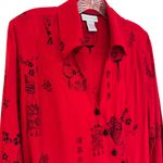 Soft Surroundings  Asian Lantern Print Asymmetrical Hem Wrap Tunic Women's M Red Photo 2