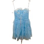 Mac Duggal  20529 Powder Blue Strapless Feathers Short Tulle Dress NWT sz 6 Photo 2