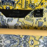 Mlle Gabrielle Mille Gabrielle Women’s Boho Midi Dress Lace-Up V-Neck Yellow Navy Plus Size 2X Photo 1