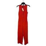 AQUA  Women's Orange Button-Front Jumpsuit Wide Leg Sleeveless‎ Back Cut Out Photo 5