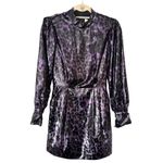 Diane Von Furstenberg  Ellie Leopard Metallic Velvet Mini Dress Purple NWT Sz2‎ Photo 1