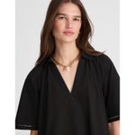 Madewell  Poplin Splitneck Mini Shirtdress Minimalist Relaxed Jet Black Small NWT Photo 4