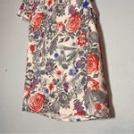 Modcloth Blouse Floral Print Cream Cap Sleeve High Neck Short Sleeve Sz Medium Photo 6