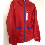 Tommy Hilfiger  Red Hooded Windbreaker Full Zip Side Pockets Lightweight Sz M Photo 3