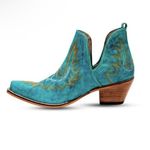 MYRA Turquoise Embroidered Leather Block Heel Western Ankle Booties Women Size 7 Blue Photo 11