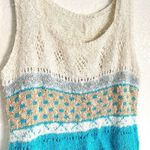 Vintage Handmade White Blue Knit Sweater Tank Top Photo 1