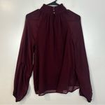 Joie NWT  Burgundy Wine Long Sleeve Sheer Smocked Blouse Photo 7