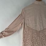Soft Surroundings  Blush Linen Button Down See Through Lace Back‎ High Low Shirt Photo 9