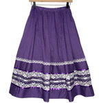 Handmade Vintage Purple Polkadot Flowy Skirt w Lace Accents Coquette Milk Maid Photo 0