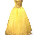 Tiffany Designs Yellow Beaded Bodice Princess Prom Pageant Ball Gown Dress Sz 6 Photo 2